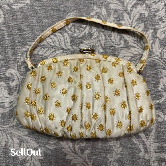 Vintage Garay Cream Floral Embroidered Evening Clutch Handbag for Women OS - Picture 2 of 9